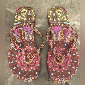 Vera Bradley Purple boho Style Flip Flop Sandals Sz 8/L